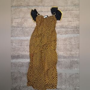 NWT Afripride African Tribal Puffy Sleeve Long Maxi Dress - Black & Gold